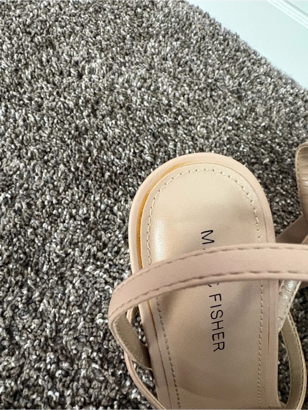 Marc Fisher Blush Beige Platform Block Heel Ankle Wrap Sandals